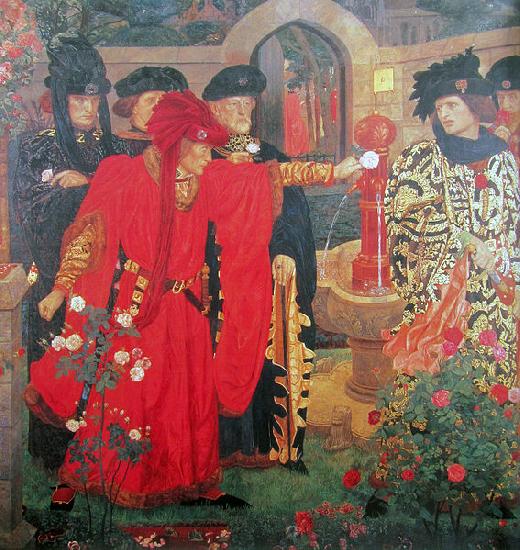 Henry Arthur Payne Plucking the Red and White Roses in the Old Temple Gardens